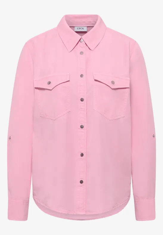 Blouse à col chemise et turn-up light blush rose