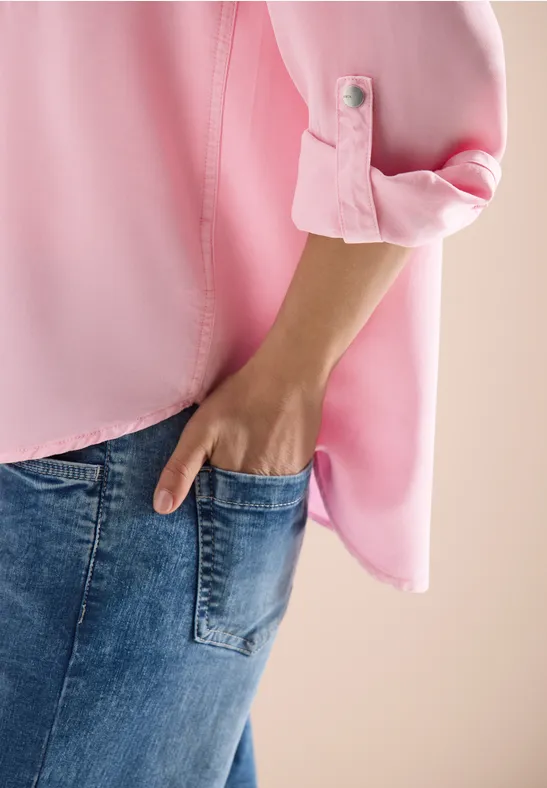 Blouse à col chemise et turn-up light blush rose