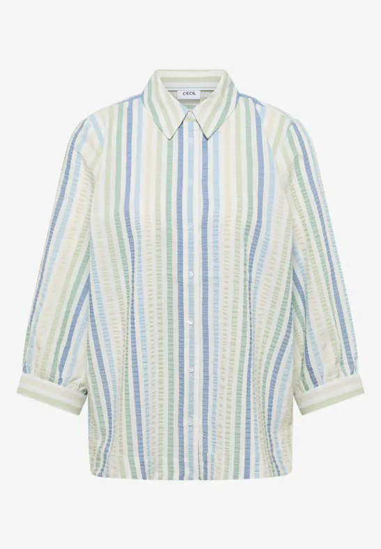 Seersucker Hemdbluse raw matcha lime