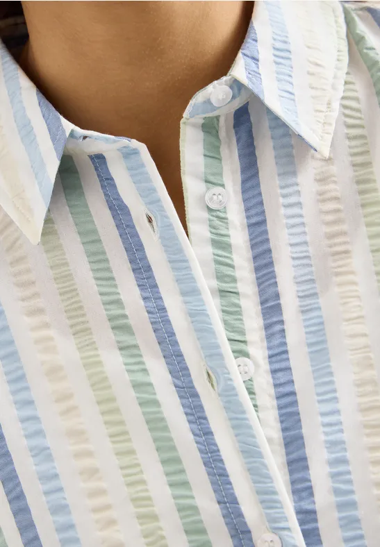 Seersucker Hemdbluse raw matcha lime