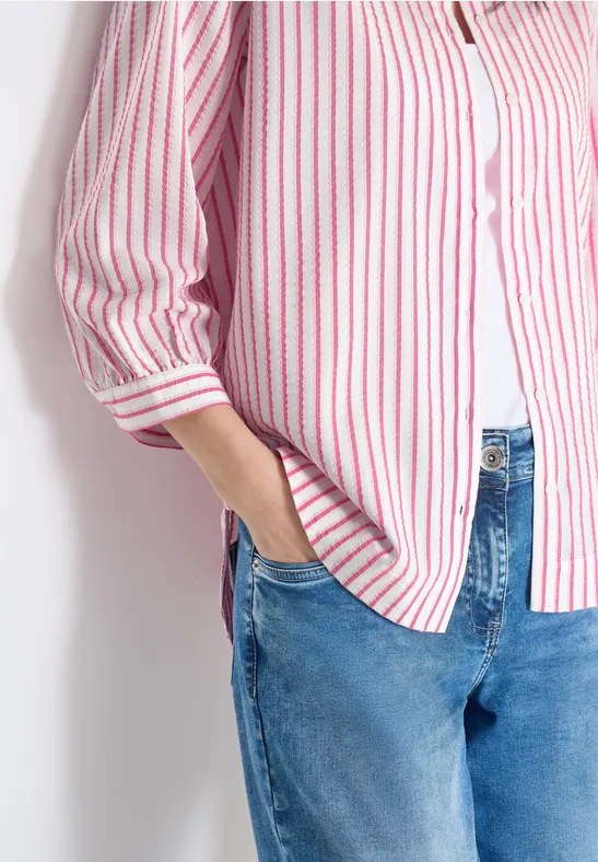 Blouse en qualité seersucker beetroot pink