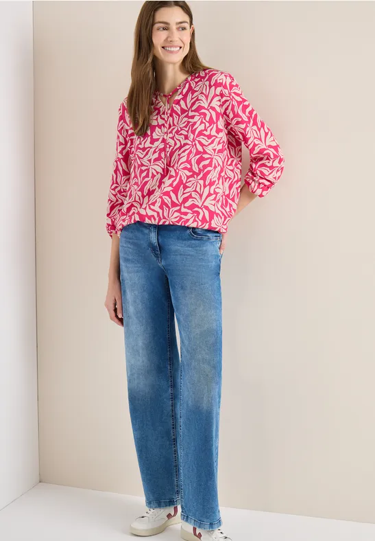 Bluse mit Strings beetroot pink