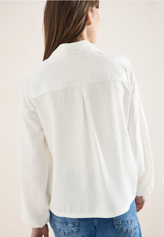 Blouse à col chemise et rayures vanilla white