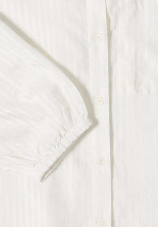 Blouse à col chemise et rayures vanilla white