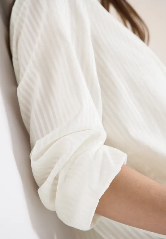 Blouse à col chemise et rayures vanilla white