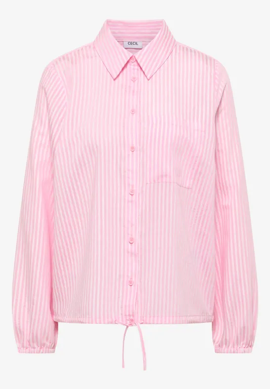Blouse à col chemise et rayures light blush rose