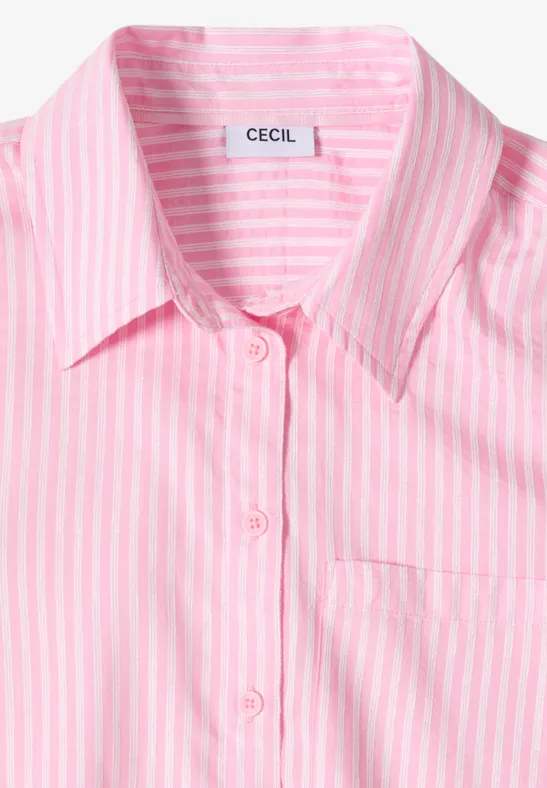 Blouse à col chemise et rayures light blush rose