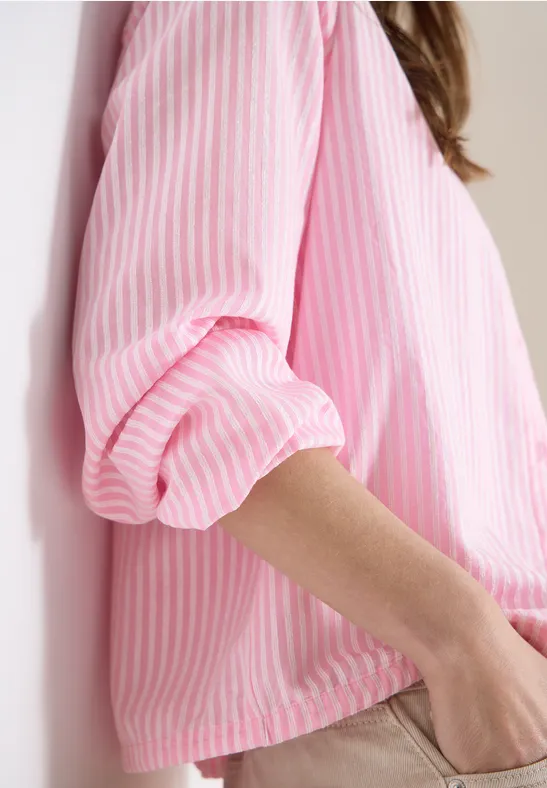 Blouse à col chemise et rayures light blush rose