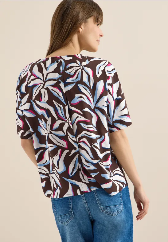 Blouse à manches courtes avec imprimé et boutons macchiato brown