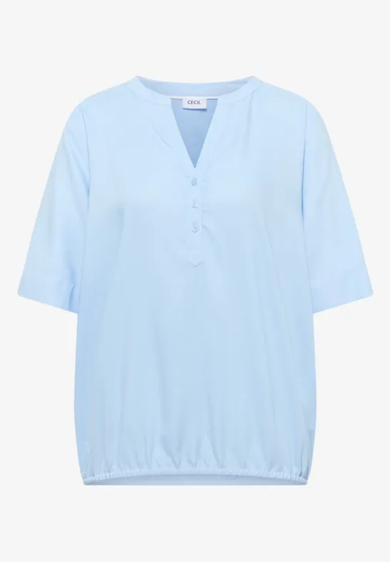 Blouse avec col fendu et ourlet élastique light sky blue
