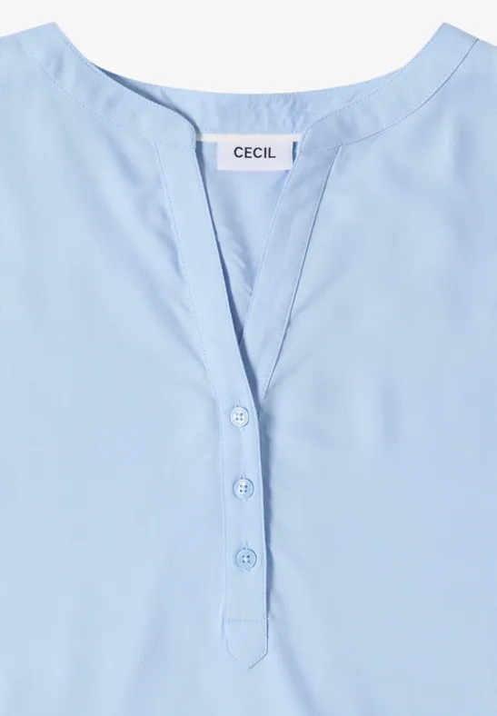 Blouse avec col fendu et ourlet élastique light sky blue