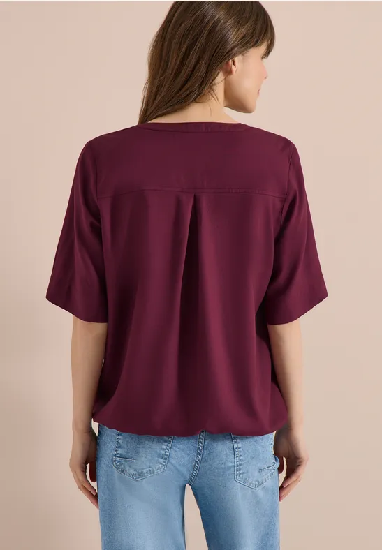 Blouse avec col fendu et ourlet élastique sweet grape red