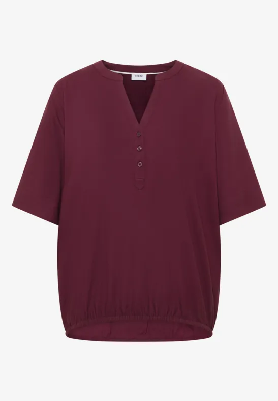 Blouse avec col fendu et ourlet élastique sweet grape red