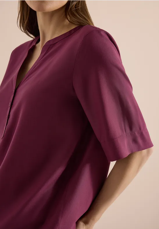 Blouse avec col fendu et ourlet élastique sweet grape red