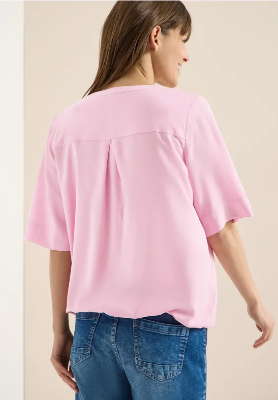 Blouse avec col fendu et ourlet élastique light blush rose