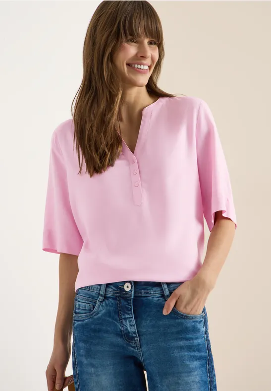 Blouse avec col fendu et ourlet élastique light blush rose