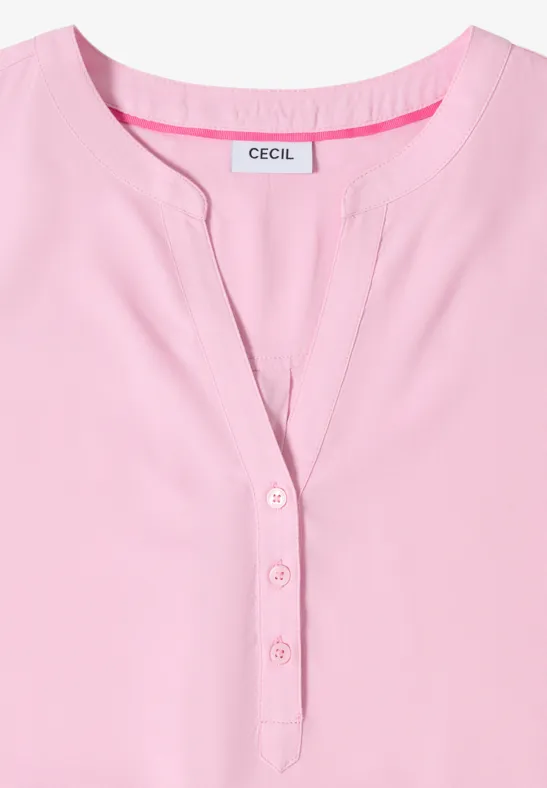 Blouse avec col fendu et ourlet élastique light blush rose