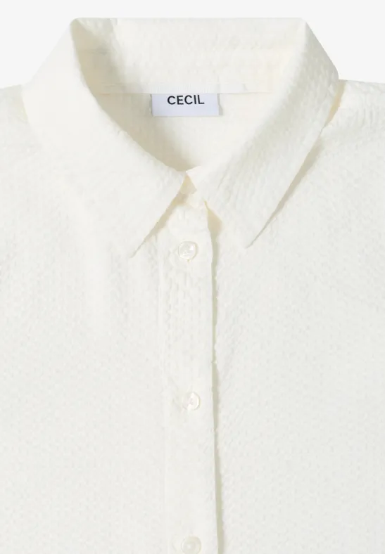 Blouse met lange mouwen, structuur en knopen vanilla white