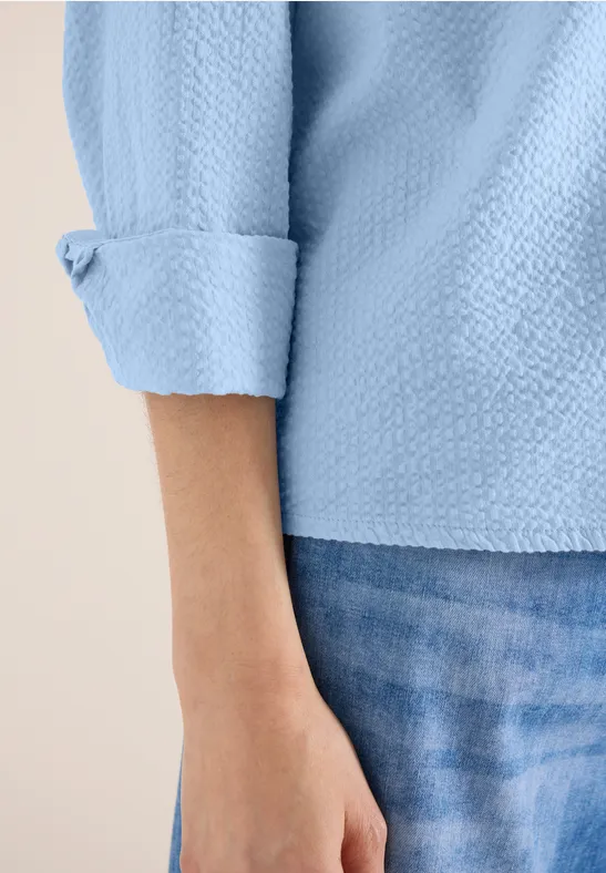 Blouse met lange mouwen, structuur en knopen light sky blue