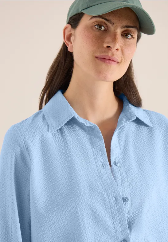 Blouse met lange mouwen, structuur en knopen light sky blue