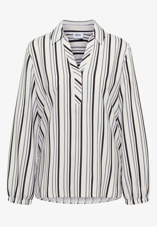 Langarm Bluse mit Multicolor Streifen vanilla white