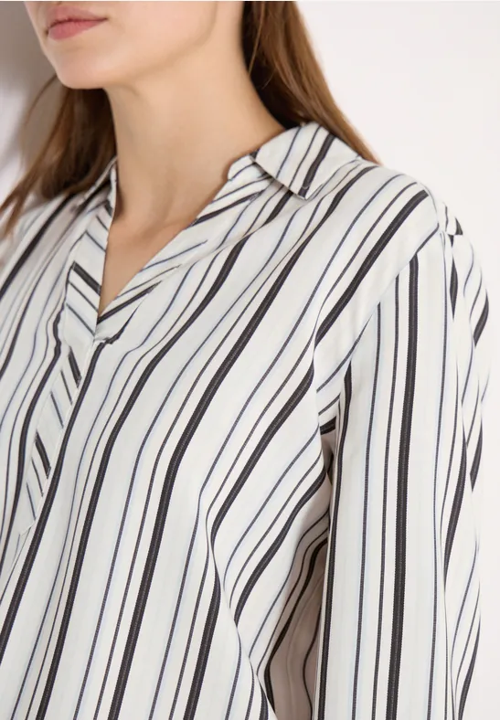 Langarm Bluse mit Multicolor Streifen vanilla white