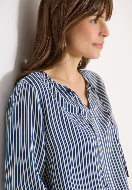 3/4-Arm Bluse mit Streifenmuster sporty denim blue