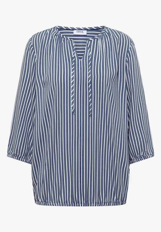 3/4-Arm Bluse mit Streifenmuster sporty denim blue