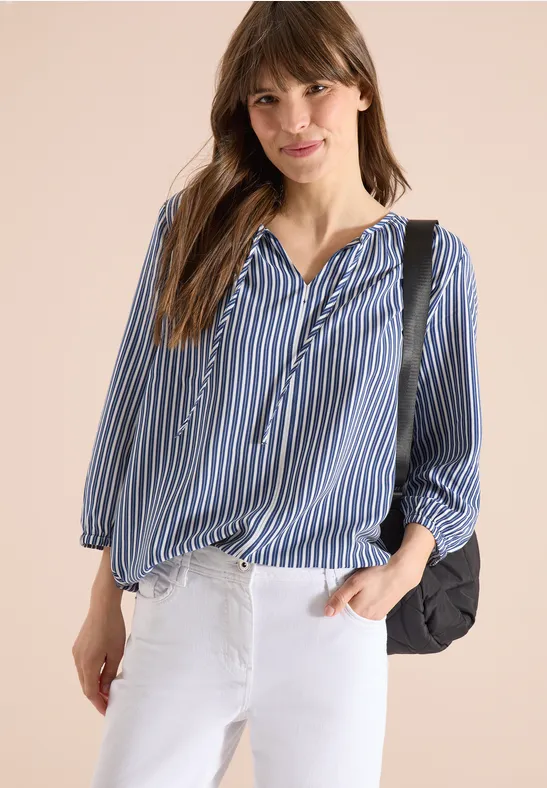3/4-Arm Bluse mit Streifenmuster sporty denim blue