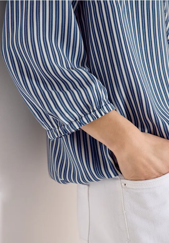 3/4-Arm Bluse mit Streifenmuster sporty denim blue