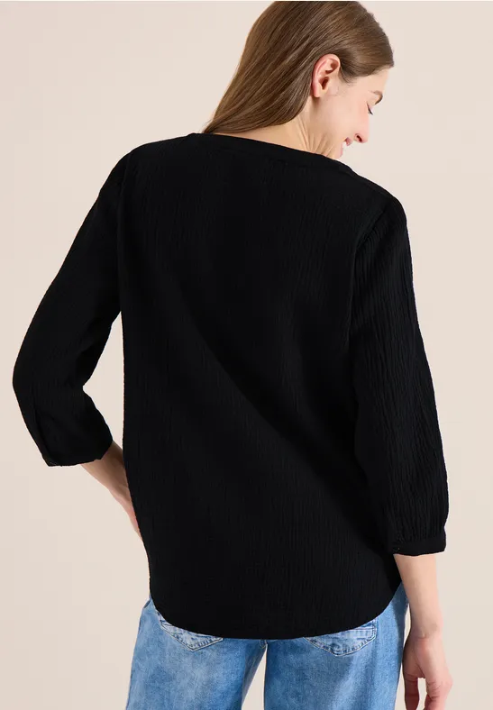 3/4-mouwen blouse van mousseline Black