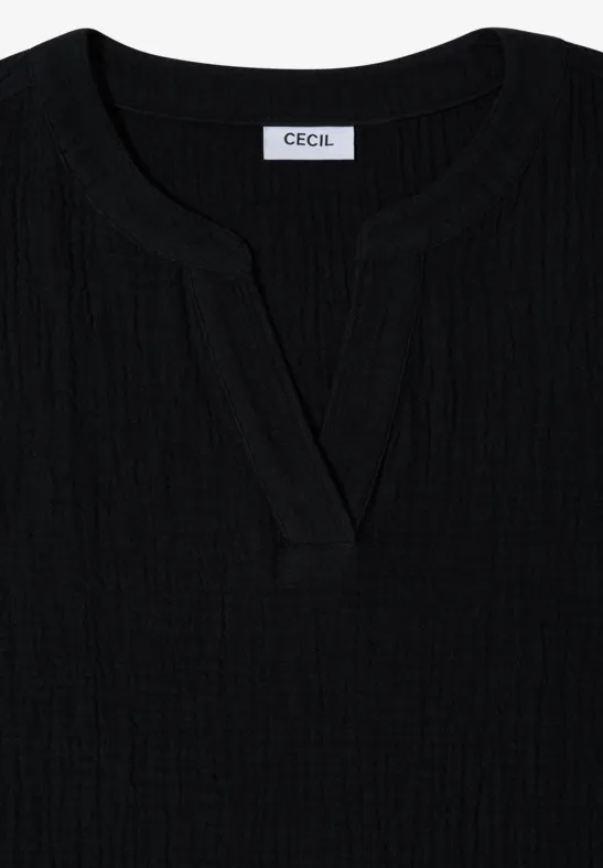 3/4-mouwen blouse van mousseline Black