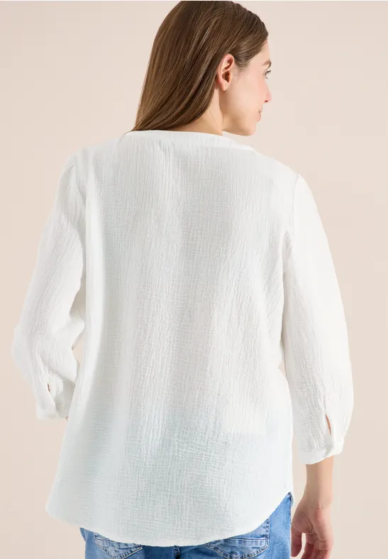 3/4-Arm Bluse in Musselin-Qualität vanilla white