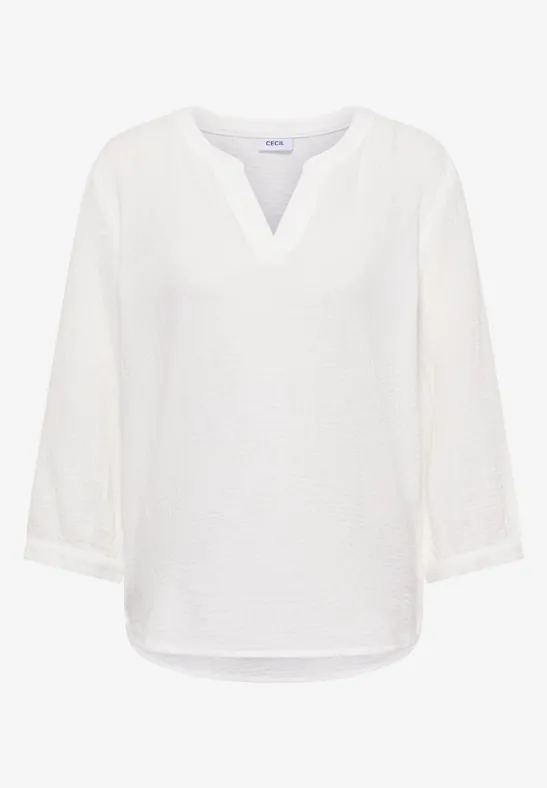 3/4-Arm Bluse in Musselin-Qualität vanilla white