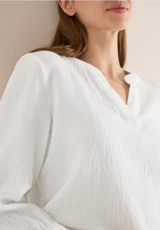 3/4-Arm Bluse in Musselin-Qualität vanilla white