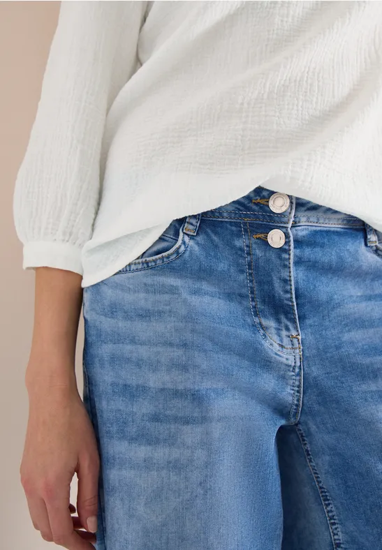 3/4-Arm Bluse in Musselin-Qualität vanilla white