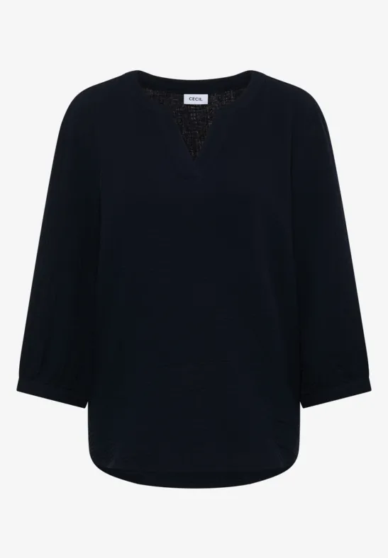 3/4-mouwen blouse van mousseline universal blue