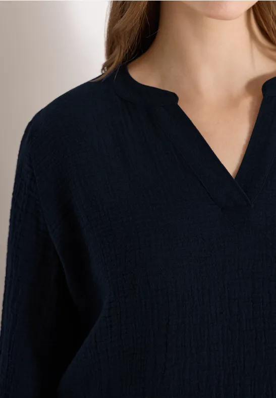 3/4-mouwen blouse van mousseline universal blue