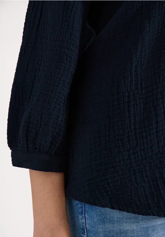3/4-mouwen blouse van mousseline universal blue