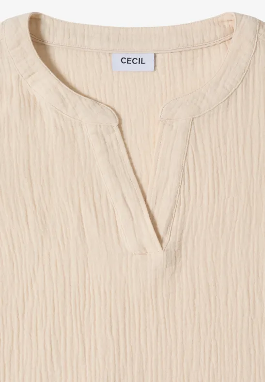 3/4-Arm Bluse in Musselin-Qualität pearl beige