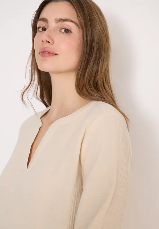 3/4-Arm Bluse in Musselin-Qualität pearl beige