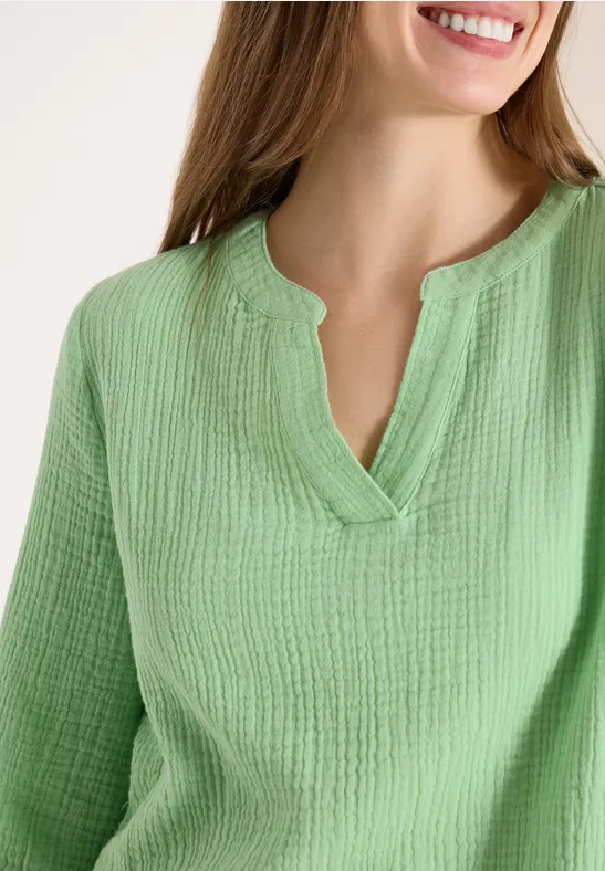 3/4-mouwen blouse van mousseline juicy lime