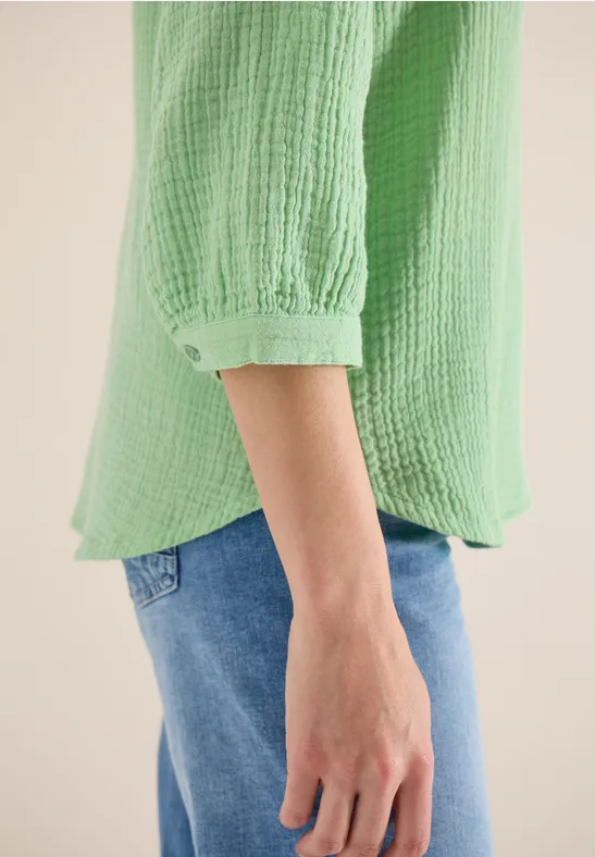3/4-mouwen blouse van mousseline juicy lime