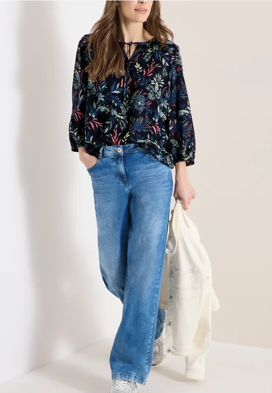 Chemisier à manches 3/4 avec motif floral universal blue