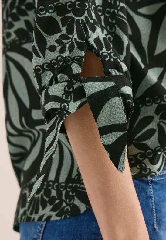 Chemisier à manches 3/4 avec imprimé patchwork raw khaki