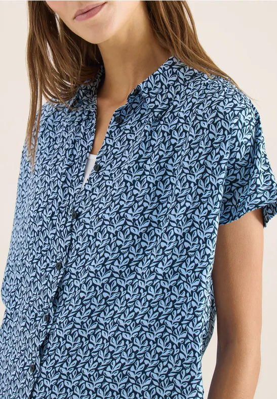 Blouse met korte mouwen en knoopsluiting universal blue