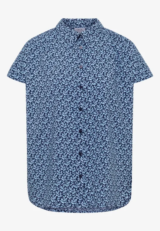 Blouse met korte mouwen en knoopsluiting universal blue