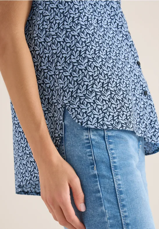 Blouse met korte mouwen en knoopsluiting universal blue