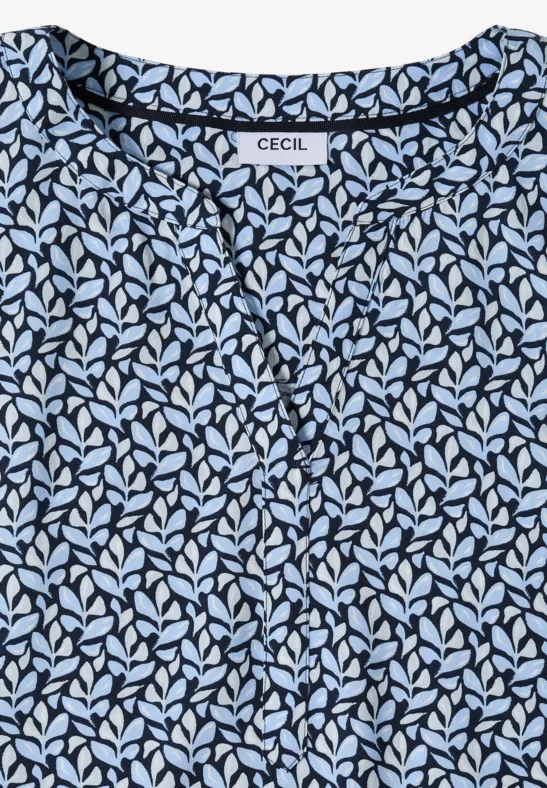 Blouse met gespleten hals en minimale print universal blue