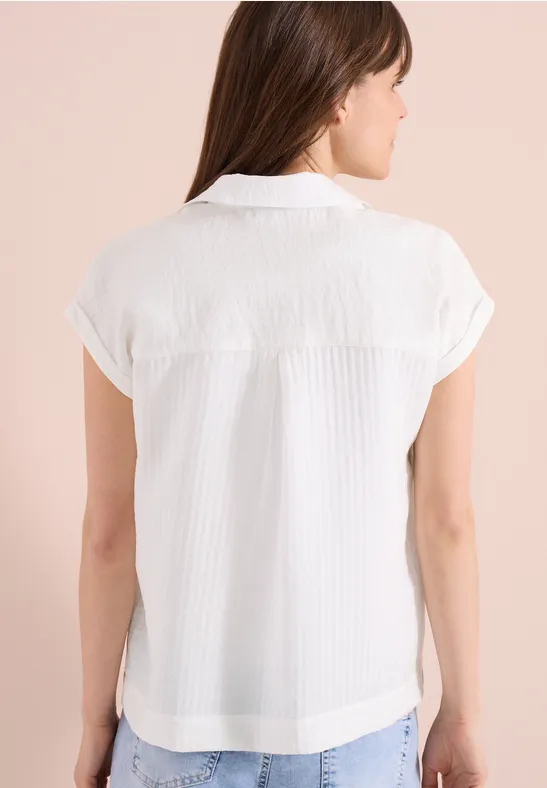Dropped Shoulder Bluse mit Struktur vanilla white